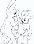 age_difference anthro balls chair duo erection forced furniture genitals imminent_rape imminent_sex male male/male rape young young_anthro mike_sherman lagomorph leporid mammal rabbit monochrome