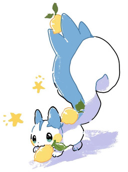 3_toes ambiguous_gender back_markings big_tail blue_ears blue_markings blue_stripes blue_tail cheek_spots curled_tail facial_markings feet feral food fruit head_markings holding_lemon holding_object huge_tail leaf lemon lemon_in_mouth markings mouth_hold multicolored_body object_in_mouth paws plant simple_background solo star stripes tail tail_markings teal_eyes toes two_tone_tail white_background white_body white_tail yellow_markings namyu_usa nintendo pokemon generation_4_pokemon mammal pachirisu pokemon_(species) rodent sciurid digital_drawing_(artwork) digital_media_(artwork)
