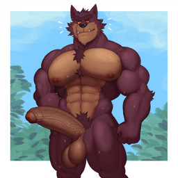 abs anthro areola balls barazoku big_balls big_muscles big_pecs big_penis biped bodily_fluids chest_tuft cloud day erection fingers fist foreskin genitals glans huge_balls huge_pecs huge_penis humanoid_genitalia humanoid_hands humanoid_penis looking_at_viewer looking_down low-angle_view male manly muscular muscular_anthro muscular_arms muscular_legs muscular_male muscular_thighs nipples nude_anthro nude_male orange_sclera outside partially_retracted_foreskin pecs penis pose pubes red_eyes sky smile smirk solo standing sweat sweatdrop tuft vein veiny_penis fleshformomo the_forest_legends grimm_(the_forest_legends) canid canine canis mammal wolf 1:1 2025 colored hi_res pinup portrait three-quarter_portrait