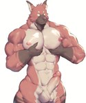 abs absurd_res anthro balls biceps casual_erection casual_nudity deltoids erection fingers fur genitals hi_res humanoid_genitalia humanoid_hands humanoid_penis male mammal manly muscular muscular_anthro muscular_male nipples nude pecs penis simple_background solo strawmush