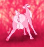 animal_genitalia anthro anus areola big_butt big_teats blush bouncing_teats butt cloven_hooves crotch_breasts ears_down female feral fur genitals heart_symbol hooves looking_at_viewer looking_back motion_lines nipples nude pivoted_ears plump_labia pussy quadruped raised_tail semi-anthro simple_background solo tail teats bantar2 deer mammal 2019 digital_media_(artwork) pink_theme