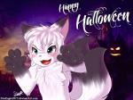 anthro blush castel claws food fruit holidays male plant pumpkin smile solo text senz halloween canid canine fox mammal 2016 4:3 hi_res url