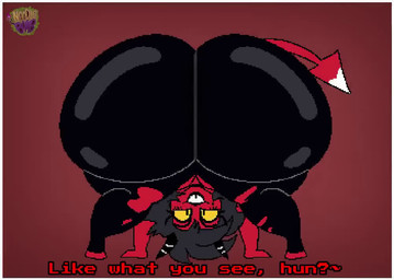 bent_over big_butt black_bottomwear black_clothing black_eyebrows black_eyes black_hair black_horn black_lips black_pants black_shirt black_topwear border bottomwear breasts bulging_eyes bursting_out_of_clothing butt butt_expansion butt_jiggle clothing dialogue expansion eyebrows eyelashes female hair horn huge_butt hyper hyper_butt jiggling lips logo looking_at_viewer looking_back looking_back_at_viewer markings mole_(marking) not_furry pants presenting presenting_hindquarters profanity rear_view red_background red_body red_skin red_tail shaking_butt shirt simple_background smile smiling_at_viewer solo spade_tail striped_horn stripes tail talking_to_viewer teeth text thick_thighs topwear torn_bottomwear torn_clothing torn_pants twerking upside_down white_border white_horn yellow_sclera noodlebomb45 hellaverse helluva_boss millie_(helluva_boss) demon humanoid imp 2026 2d_animation animated artist_logo colored digital_media_(artwork) english_text flat_colors pixel_(artwork) pixel_animation short_playtime sound video