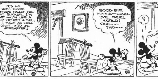 4_fingers anthro bottomwear clothed clothing dialogue fingers footwear gun inside male open_mouth pants plant ranged_weapon shoes solo suicidal_ideation tail text weapon floyd_gottfredson hardie_gramatky disney public_domain mickey_mouse mammal mouse murid murine rodent 1930 20th_century absurd_res ancient_art comic english_text hi_res monochrome signature