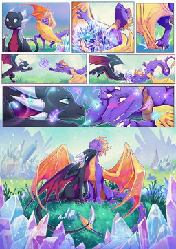 2_horns blush courting detailed_background duo female gem green_eyes horn humor male membrane_(anatomy) membranous_wings multi_horn outside purple_eyes romantic romantic_couple tripping wings xannador activision mythology spyro_the_dragon the_legend_of_spyro cynder spyro dragon mythological_creature mythological_scalie scalie 2025 absurd_res comic digital_media_(artwork) hi_res multiple_images
