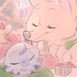 anthro bedding blanket clothed clothing duo eyes_closed female fur gift grey_body grey_fur lying male plant size_difference sleeping tree white_body white_fur ciwi disney zootopia jack_savage skye_(zootopia) arctic_fox canid canine fox hare lagomorph leporid mammal true_fox 1:1