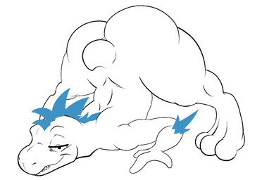 anthro ass_up big_butt butt huge_butt jack-o'_pose looking_at_viewer male nude pose short_tail smile solo tail thick_thighs wide_hips mukihyena halo_(series) microsoft xbox_game_studios kiggy alien kig-yar ruuhtian scalie alternate_version_at_source digital_media_(artwork)