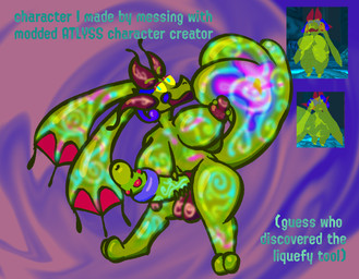 2_toes abstract_background animal_genitalia antennae_(anatomy) antennae_markings anthro ball_markings balls barely_visible_genitalia barely_visible_sheath big_breasts big_ears big_penis big_tail breast_markings breast_play breasts feet genital_markings genitals glowing glowing_body glowing_eyes glowing_genitalia glowing_markings glowing_penis glowing_tail green_body gynomorph hanging_breasts herm holding_breast horn huge_penis hyper hyper_genitalia hyper_penis intersex leg_markings markings membrane_(anatomy) multicolored_body navel nipple_fetish nipple_play nipples nubbed_penis penis penis_markings ringed_penis screencap sheath solo standing tail tail_markings text thick_thighs thigh_markings toes m-a-dragon atlyss mythology alien ambiguous_species dragon goo_creature hybrid kubold_(atlyss) mythological_creature mythological_scalie scalie english_text shaded