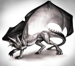 ambiguous_gender black_body black_scales black_wings ear_frill feral frill_(anatomy) frill_ridge grey_body grey_frill grey_horn grey_wings horn mouth_closed pupils quadruped scales side_view slit_pupils solo spade_tail tail tail_frill unsigned white_body white_wings wings khyaber mythology morghus dragon mythological_creature mythological_scalie scalie full-length_portrait portrait