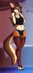 anthro biped black_camisole black_clothing black_panties black_underwear breasts brown_hair bulge camisole clothed clothing digitigrade dipstick_ears ear_markings footwear frilly frilly_clothing frilly_panties frilly_underwear fur green_eyes gynomorph hair intersex legwear looking_at_viewer midriff multicolored_ears multicolored_tail navel orange_body orange_fur panties panties_bulge penis_in_panties smile socks solo standing stockings tail tan_body tan_fur toeless_footwear toeless_socks underwear underwear_only conditional_dnp fluff-kevlar canid canine canis mammal wolf 2015 digital_media_(artwork) hi_res shaded