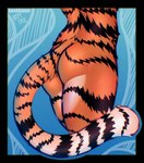 anthro butt close-up femboy fur glistening glistening_body male nude orange_body orange_fur orange_tail pose simple_background solo striped_body striped_fur stripes tail wet white_tail koshkame nefitail felid feline mammal pantherine tiger absurd_res hi_res pinup