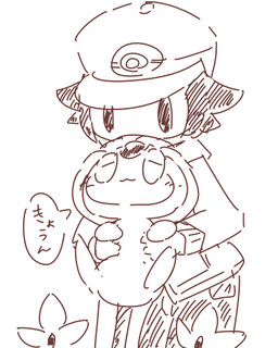 duo simple_background text crepix nintendo pokemon generation_4_pokemon human legendary_pokemon mammal pokemon_(species) uxie 2015 4:5 japanese_text low_res translation_request