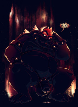 accessory anthro balls belly big_belly big_moobs bodily_fluids bracelet cock_ring collar eyebrows flaccid foreskin front_view genital_fluids genitals hair hand_on_leg horn huge_belly humanoid_genitalia humanoid_penis jewelry looking_at_viewer male male_anthro moobs narrowed_eyes nipples nude obese obese_anthro obese_male overweight overweight_anthro overweight_male penis penis_accessory penis_jewelry precum precum_string red_eyebrows red_hair red_tongue shell short_hair sitting solo speech_bubble spiked_bracelet spiked_cock_ring spiked_collar spiked_shell spikes spikes_(anatomy) tongue white_horn chocolateandmilk mario_bros nintendo bowser koopa scalie hi_res restricted_palette