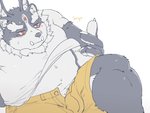 anthro bottomwear bulge clothed clothing cute_fangs fangs humanoid_hands kemono male open_clothing open_shirt open_topwear overweight overweight_anthro overweight_male shirt shorts simple_background solo teeth topwear white_background cddi_h lifewonders tokyo_afterschool_summoners tsathoggua_(tas) 2020 4:3