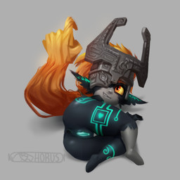 anus armor big_butt black_body blue_markings blue_vulva butt female genitals grey_background grey_body hair headgear helmet humanoid_pointy_ears lying markings nude on_side one_eye_obstructed orange_hair pointy_ears prehensile_hair red_eyes short_stack simple_background smile snaggle_tooth solo thick_thighs vulva wide_hips yellow_sclera horustheblind nintendo the_legend_of_zelda twilight_princess midna humanoid imp twili 1:1