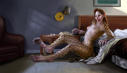 animal_print anthro bed_sheet bedding bedroom breasts brown_hair carpet cheetah_print claws ear_growth fangs feet female foot_focus fur fur_growth furniture_lamp growth hair messy_bed mid_transformation open_mouth paw_growth pawpads raised_foot realistic ribs scared sitting sitting_on_ground snout snout_growth solo species_transformation tail teeth transformation liminalbean cheetah felid feline mammal hi_res