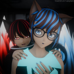 blue_eyes blue_hair brown_hair duo hair male male/male multicolored_hair red_eyes red_hair short_hair cappyadams arnas_atakiyo_(cappyadams) robin_akiyama_(cappyadams) animal_humanoid felid felid_humanoid feline feline_humanoid humanoid mammal mammal_humanoid 1:1 3d_(artwork) absurd_res blender_(artwork) blender_eevee_(artwork) digital_media_(artwork) hi_res