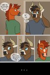 anthro bovid bovine cattle clothed clothing comic dialogue duo english_text equid equine facial_piercing hi_res horn horse imminent_sex kevira065 male male/male mammal nose_piercing nose_ring piercing ring_piercing text trans_(lore) trans_man_(lore)