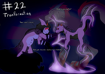 animal_genitalia anthro balls dialogue duo genitals gynomorph holding_face intersex levitating magic magic_circle mid_transformation mind_wipe penis penis_tip purple_body sheath text transformation white_body frostidragon mythology canid canid_demon canine demon dragon hellhound kobold mammal mythological_canine mythological_creature mythological_scalie scalie english_text hi_res