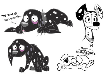 bitten_food black_body black_fur black_nose black_spots bone feral fur grey_nose group male spots trio white_body white_fur white_spots jayiguess 101_dalmatian_street 101_dalmatians disney dante_(101_dalmatians) dorothy_(101_dalmatians) dylan_(101_dalmatians) canid canine canis dalmatian domestic_dog mammal hi_res