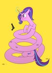 annoyed blush female feral gadsden_flag gun handgun horn long_body purple_eyes ranged_weapon shoeprint solo weapon what why underpable don't_tread_on_me friendship_is_magic hasbro my_little_pony mythology starlight_glimmer_(mlp) equid equine mammal mythological_creature mythological_equine unicorn 2020 absurd_res hi_res