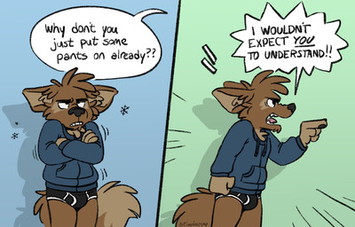 angry anthro asking asking_another asking_why black_briefs black_clothing black_underwear blue_background blue_clothing blue_topwear briefs clothed clothing cold colored_seam_underwear dialogue gesture green_background hand_gesture hoodie male open_mouth pantsless pointing pointy_speech_bubble question shadow shaking shivering simple_background snowflake solo speech_bubble talking_to_another teeth_showing text text_emphasis tongue tongue_out topwear two_tone_briefs underline underwear white_seam_briefs white_seam_underwear yelling tinydeerguy matt_riskely canid canine canis domestic_dog mammal comic english_text hi_res