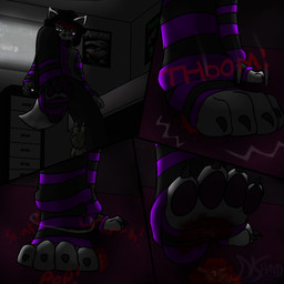 anthro blood bodily_fluids crush dark death duo feet female foot_crush foot_fetish grinding larger_male male male/female pawpads paws raised_foot raised_leg size_difference smaller_female squish stomped underfoot bkdebo adrien_(bkdebo) aeris_roivas 1:1 hi_res