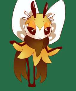 ambiguous_gender antennae_(anatomy) anthro big_eyes biped black_body black_eyes blush brown_body countershade_face countershading curtsey empty_eyes feet femboy front_view glistening green_background half-closed_eyes insect_wings lepidopteran_wings looking_at_viewer multicolored_body narrowed_eyes nude pseudo_clothing scarf simple_background smile solo standing stick_calves stick_legs stick_thighs thin_calves thin_legs thin_thighs white_body white_countershading wings yellow_body sad_maggot nintendo pokemon arthropod generation_7_pokemon insect pokemon_(species) ribombee 2016 digital_media_(artwork) full-length_portrait hi_res portrait shaded soft_shading