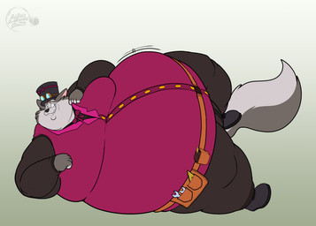 anthro arm_support belly belly_jiggle belt big_belly bodily_fluids chubby_cheeks classy clothed clothing double_chin embarrassed eyewear fur goggles goggles_on_headwear grey_body grey_fur grin hat headgear headwear huge_belly jiggling leaning_on_elbow looking_at_self lying male moobs motion_lines nervous nervous_smile nervous_sweat obese obese_anthro obese_male on_side overweight overweight_anthro overweight_male set_square smile solo sweat sweatdrop tape_measure thick_thighs tool_belt tools top_hat wide_hips wrench dralffeine canid canine canis mammal wolf hi_res
