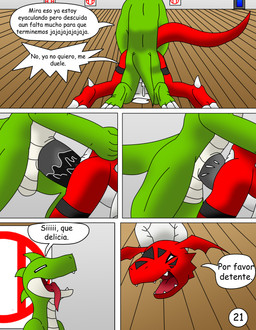 absurd_res age_difference anal anal_penetration arms_tied balls begging_to_stop black_penis bound comic crocodile crying cum cum_in_ass cum_inside dialog digimon dragon forced gay guilmon hector21314 hi_res karate male penetration penis rape reptile scalie spanish spanish_text tears text tongue tongue_out violence
Rating: Explicit
Score: 3
User: hector21314
Date: July 17, 2013