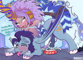 anal anal_penetration animal_genitalia animal_penis anthro bed bestiality bodily_fluids bowl breast_squish breasts container cum dialogue duo electricity equine_genitalia equine_penis female female_on_feral female_penetrating female_penetrating_male feral feral_penetrated fur furniture genital_fluids genitals hooves humanoid_on_feral humanoid_penetrating humanoid_penetrating_feral jewelry lightning lying male male/female male_feral male_penetrated object_in_ass pegging penetration penis pet_bowl quadruped reach_around seductive sex sex_toy sex_toy_in_ass sex_toy_insertion squish strapon text toying_partner white_body white_fur wings bnbigus final_fantasy final_fantasy_xiv hasbro my_little_pony square_enix wicked_thunder bat_pony equid equine felid feline horse humanoid mammal pony 11:8 2025 english_text hi_res