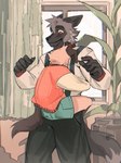 anthro athletic athletic_anthro athletic_male biped brown_body brown_fur duo fur grey_body grey_fur hug looking_at_another looking_at_partner male red_eyes slim_anthro slim_male hemuchang autumn_(outumn) shin_(hemuchang) canid canine canis domestic_dog fox mammal platinum_fox red_fox true_fox 2024 3:4 hi_res