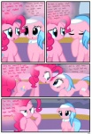 2013 absurd_res accessory aloe_(mlp) blue_eyes collar comic cutie_mark dialogue earth_pony english_text equid equine eye_contact eyes_closed female feral friendship_is_magic fur hair hasbro headband hi_res horse long_hair looking_at_another mammal my_little_pony pink_body pink_fur pink_hair pinkie_pie_(mlp) pony pyruvate spa text