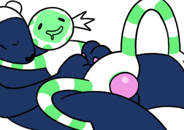 3_toes animal_genitalia anthro blue_body blue_fur bodily_fluids candy cloaca clothing cum cum_in_cloaca cum_inside dessert drooling duo feet food fur genital_fluids genitals green_cloaca hat hat_only headgear headgear_only headwear headwear_only heart_pawpads heart_paws knotting male male/male mostly_nude nude pawpads peppermint_(candy) red_eyes saliva sheath simple_background smile snout striped_arms striped_legs thrusting toes toonsquid_(artwork) toony white_body white_skin yellow_sclera dreamscreep adventure_time cartoon_network mythology finn_the_human fun_(adventure_time) candy_people_(at) canid canine canis food_creature food_humanoid hug_wolf humanoid living_candy living_peppermint_candy mammal mythological_canine mythological_creature werecanid werecanine werecreature werewolf wolf 2d_animation animated colored digital_media_(artwork) hi_res no_sound short_playtime webm