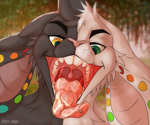 anthro black_white_body bodily_fluids buckteeth drooling ear_piercing fur gums head_tilt heterochromia looking_at_viewer male mouth_shot multicolored_body multicolored_fur narrowed_eyes open_mouth piercing pink_nose pink_tongue saliva sharp_teeth simple_background smile solo split_color studs teeth tongue tongue_out tongue_piercing two_tone_body uvula suujiku evelyn_(yutubaketa) domestic_rabbit harlequin_rabbit lagomorph leporid lop_rabbit mammal oryctolagus rabbit 6:5 absurd_res hi_res