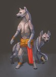 ambiguous_gender ball clothed clothed_feral clothing duo feral fur grey_background jewelry looking_at_viewer necklace on_hind_legs partially_clothed simple_background soccer_ball cosmiclife hyena mammal spotted_hyena