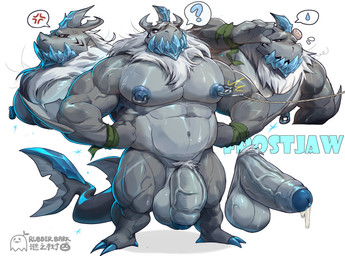 abs areola balls barazoku foreskin genitals glans humanoid_genitalia humanoid_penis male muscular muscular_male navel nipples pecs penis solo standing tail rubberbark don't_starve klei_entertainment frostjaw aquatic fish shark digital_drawing_(artwork) digital_media_(artwork) hi_res