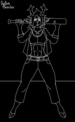 abs anthro antlers athletic baseball_bat bat_(object) belt belt_buckle bottomwear bra breasts buckle clothed clothing denim denim_bottomwear denim_clothing ear_piercing female front_view heart_necklace holding_object holding_weapon hooves horn jeans jewelry looking_at_viewer medium_breasts medium_hair necklace open_clothing open_shirt open_topwear panties_showing pants piercing shirt smile smiling_at_viewer smirk smirking_at_viewer smug solo sports_bra spread_legs spreading topwear underwear weapon white_line_art yoke_pose systemsearcher deltarune undertale_(series) dess_holiday deer mammal 2025 black_and_white colored_line_art digital_drawing_(artwork) digital_media_(artwork) full-length_portrait line_art monochrome portrait signature