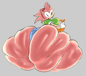 accessory anthro big_butt bottom_heavy bottomwear butt clothing clothing_pull female gloves hair_accessory hairband handwear huge_butt hyper hyper_butt looking_back obese obese_anthro obese_female overweight overweight_anthro overweight_female pink_body shirt skirt smile solo topwear underwear zevix_(artist) classic_sonic_(universe) sega sonic_the_hedgehog_(series) classic_amy_rose eulipotyphlan hedgehog mammal hi_res