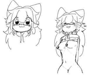 anthro barbell_piercing clothing female fur hair hoodie long_hair piercing solo topwear white_body white_fur thinmalen melon_thinmelon felid feline mammal