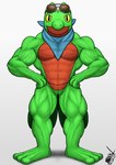 anthro male muscular solo striated_muscles vein veiny_muscles max_the_grovyle nintendo pokemon generation_3_pokemon pokemon_(species) treecko hi_res