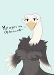 anthro beak bedroom_eyes breast_grab breasts female hand_on_breast long_neck narrowed_eyes non-mammal_breasts seductive solo text vagoncho avian bird ostrich ratite 2023 english_text hi_res tagme