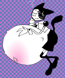 anthro belly belly_blush big_belly black_tail blush blush_lines body_blush butt clothed clothing hand_on_own_belly huge_belly hyper hyper_belly hyper_pregnancy kick male male_anthro monobutt navel one_eye_closed partially_clothed pregnant pregnant_male simple_background solo tail mintafter8 dom_(mintafter8) felid feline mammal hi_res