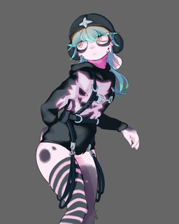 ambiguous_gender armor bottomless clothed clothing eyeshadow femboy fur fur_markings harness headgear helmet hoodie hoodie_only makeup male markings print_clothing solo spots spotted_body spotted_fur topwear topwear_only tsupaw nintendo pokemon lattuga_(tsupaw) aquatic aquatic_gastropod gastropod generation_1_pokemon haunter hybrid jorunna_parva lagomorph leporid mammal mollusk nudibranch pokemon_(species) rabbit sea_slug slug 4:5 absurd_res hi_res