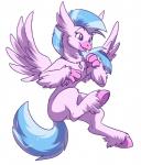 beak blue_hair eyelashes feathered_wings feathers female hair hooves jewelry multicolored_hair multicolored_tail necklace open_mouth purple_eyes simple_background smile solo tail two_tone_hair white_background wings fizzy-dog european_mythology friendship_is_magic greek_mythology hasbro my_little_pony mythology silverstream_(mlp) avian hippogriff mythological_avian mythological_creature 2018 digital_media_(artwork)