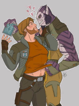 beard duo facial_hair hand_on_butt heart_symbol male male/male muscular muscular_humanoid muscular_male striped_body stripes tempestnymph star_wars star_wars_rebels alexsandr_kallus garazeb_orrelios alien human humanoid lasat mammal hi_res