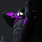 anthro flexing male muscular solo vornyrabbit epic_games fortnite meowscles phantom_meowscles dark_background 1:1 hi_res