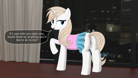 3d_background animal_genitalia animal_vulva anus aroused blonde_hair blue_eyes bodily_fluids butt clitoral_winking clitoris clothed clothing dialogue equine_genitalia equine_vulva female genitals hair horn open_mouth open_smile photo_background presenting presenting_hindquarters seductive smile solo text vulva unknown_artist friendship_is_magic hasbro my_little_pony mythology fan_character equid equine horse mammal mythological_creature mythological_equine pony unicorn absurd_res english_text hi_res photography_(artwork) source_request