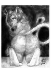 anthro big_butt breasts buckteeth butt female hairless_tail half-closed_eyes kneeling looking_at_viewer looking_back looking_back_at_viewer narrowed_eyes nude presenting presenting_hindquarters rear_view smoking solo teeth whiskers jmichayah morgan_(rattfood) mammal murid murine rat rodent absurd_res greyscale hi_res monochrome