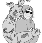 anthro biped blush clothing duo face_mask heart_symbol hoodie hug hugging_another hugging_from_behind looking_at_another looking_at_partner male male/male muscular muscular_anthro muscular_male pregnant pregnant_male sunglasses_on_face topwear youtuber mr_pumpg five_nights_at_freddy's five_nights_at_freddy's_3 real_world scottgames kwite_(youtuber) springtrap_(fnaf) human mammal 2024 digital_media_(artwork) hi_res monochrome